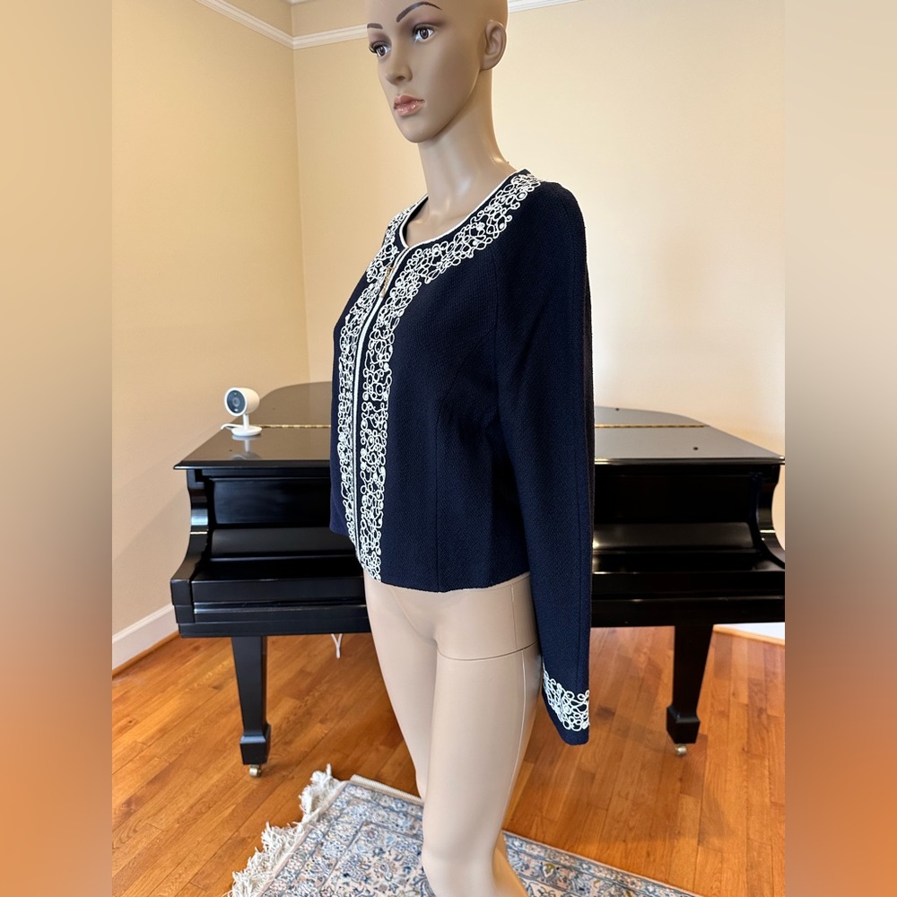 NWT Luxury Rare St John Collection Navy Pearl Embelished Cardigan/Jacket - Picture 14 of 17